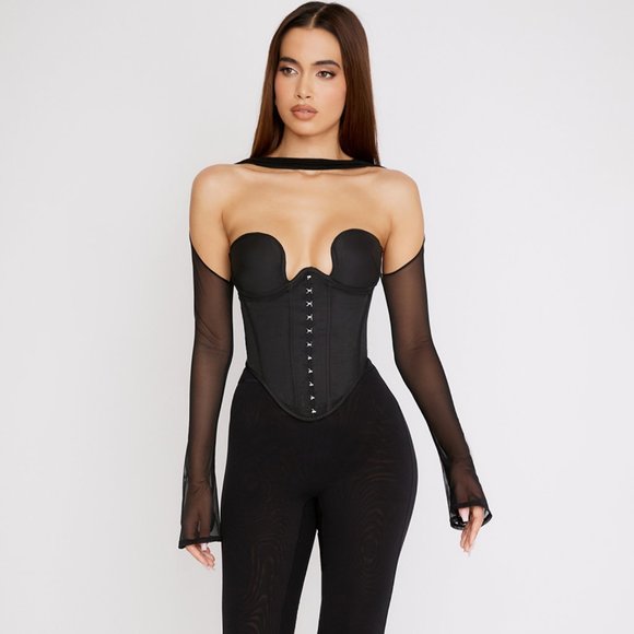8. HOUSE OF CB Mina Black Structured Corset Medium D-E Cup - Picture 1 of 12